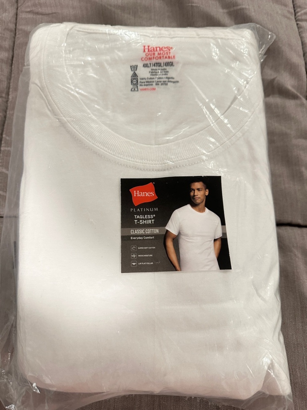 Hanes White Platinum Tagless Classic Tee